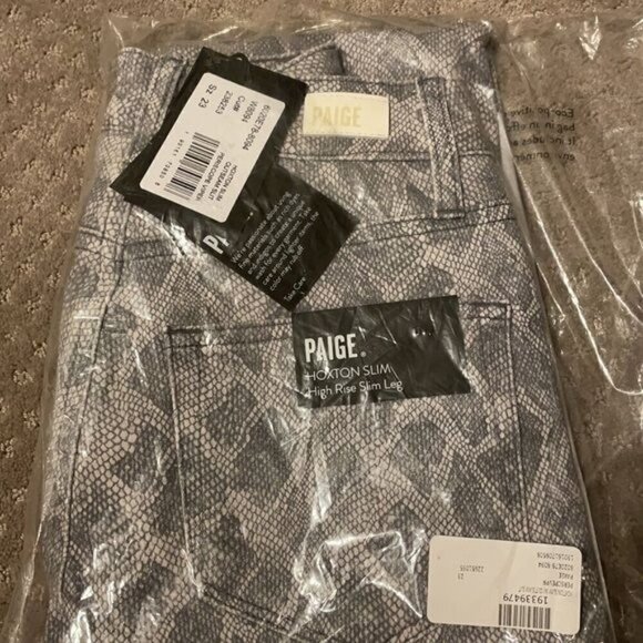 NWT Paige Hoxton High Rise Skinny Snakeskin Print Ankle Jeans Periscope Sz 23 - Picture 4 of 4